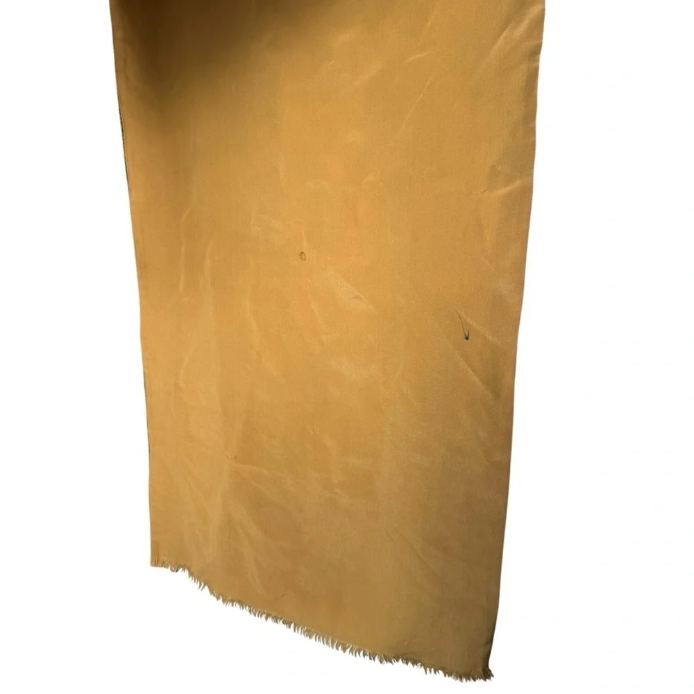 Bloomingdale’s Made In Italy Silk and Wool Scarf With Leaf Motif Golden Yellow